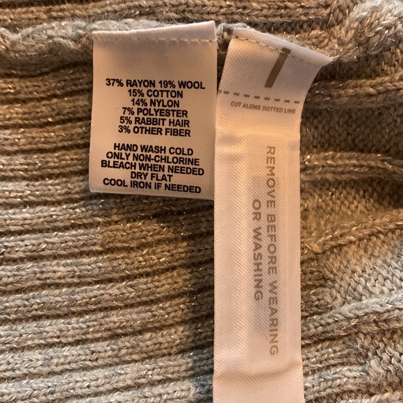 Loft long sleeve v-neck sweater, grey with metallic silver threads.  Sparkly! - Picture 4 of 4